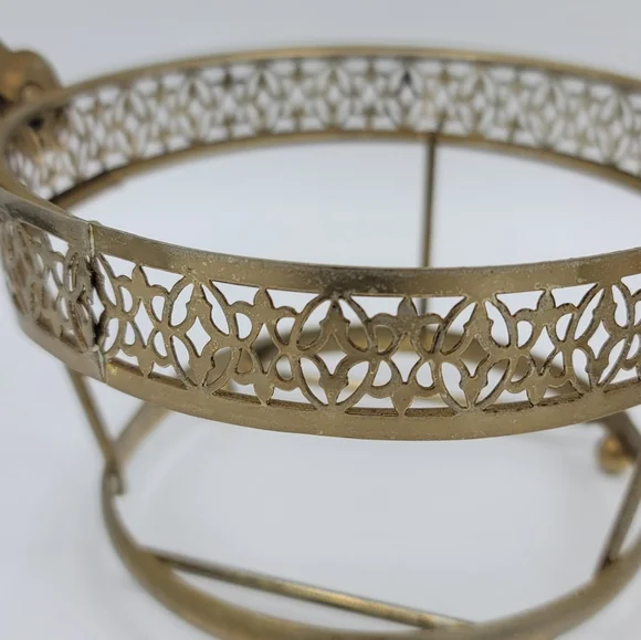 Libbey Starlight Golden Foliage Ice Bucket Metal Carrier Mid-Century Modern Vtg - Picture 3 of 16